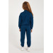 Blue Girl Collar Zipper Tracksuit