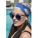 نظارات شمسية مناسبة للجنسين مزينة زرقاء