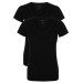 Women's Black 2 Piece Short Sleeve Single Jersey Lycra Vneck Undershirt