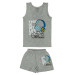 Tolin Cotton Lycra Boys Printed Gray Melange Athlete Shorts Set