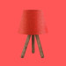 مصباح طاولة احمر مزين براس قماش وقاعدة ثلاثية