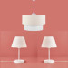 Triple Chandelier And Lamp Set With A White Body And Cream Fabric