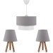 Pendant Lamp And Wooden Leg Lampshade Anthracite Fabric Triple Chandelier Set