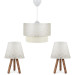 Chandelier And Lamp Set With A White Fabric Head And Wooden Legs