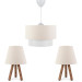 Chandelier And Lamp Set With A Cream Fabric Head And Wooden Legs