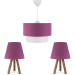 Chandelier And Lamp Set With A Purple Fabric Head And Wooden Legs