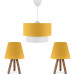 Chandelier And Lamp Set With A Yellow Fabric Head And Wooden Legs