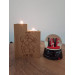 Decorative Wooden Double Candle Holder With Love Motif And Two Gift Candles