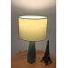 Cream Fabric Lamp With Green Wood Stem