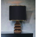 Small Black And Gold Lamp With A Wooden Base