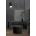 Comfort Round Pouf Black Fabric Living Room Bedroom Multi Purpose