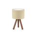 Modern Natural Wood Lamp With Cylindrical Head, Beige Fabric