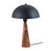 Lamp With A Wooden Base And A Black Metal Head