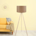 Wooden Cream Three Legged Floor Lamp Brown Fabric Headboard Corner Lamp