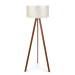 Practical Wooden Tripod Footed Cream Branched Head Floor Lamp