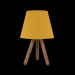 Modern Wooden Lamp With Three Legs With A Yellow Fabric Head