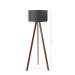 Three Legged Wooden Floor Lamp With Engraved Anthracite Head