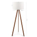 Practical Wooden Three Legged Floor Lamp Light Cream Fabric Head