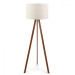 Wooden Three Legged Floor Lamp Cream Fabric Headboard Corner Lamp