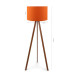 Wooden Three Legged Floor Lamp Orange Fabric Head Living Room Corner Lamp