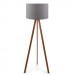 Practical Wooden Three Legged Tripod Floor Lamp Gray Fabric Head Corner Lamp