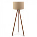 Wooden Three Legged Tripod Floor Lamp Brown Fabric Headboard Corner Lamp