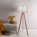 Wooden Three Legged Tripod Floor Lamp Cream Head Corner Lamp