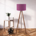 Wooden Three Legged Tripod Floor Lamp Purple Fabric Headboard Corner Lamp