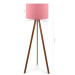 Wooden Three Legged Floor Lamp Pink Fabric Headboard Corner Lamp