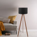 Practical Wooden Three Legged Tripod Floor Lamp Black Fabric Head Corner Lamp