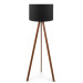 Practical Wooden Three Legged Tripod Floor Lamp Black Fabric Head Corner Lamp