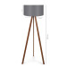 Practical Walnut Wooden Leg Anthracite Fabric Head Tripod Foot Floor Lamp