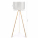 Practical Cream Wooden Three Legged Floor Lamp Wave Patterned Pvc Head