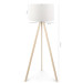 Cream Color Wooden Three Legged Floor Lamp Light Cream Fabric Head