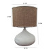 White Office Desk Lamp With A Beige Head And A Silver Ribbon