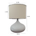 White Desk Lamp With Cream Head And Silver Ribbon