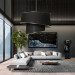 Black And Silver Fabric Chandelier With Asymmetric Pattern