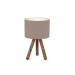 Modern Natural Wood Lamp With A Cylindrical Head, Gray Fabric