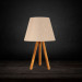Wooden Lamp With Three Legs And A Beige Head