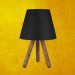 Wooden Lamp With Three Legs And A Black Cloth Head