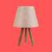 Wooden Lamp With Three Legs And A Pink Fabric Head