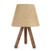Wooden Lamp With Three Legs And A Beige Fabric Head