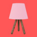 Wooden Lamp With Three Legs And A Pink Cloth Head
