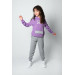 3 10 Years Old Girl Hooded Bottom Top Set Purple