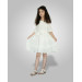 5 8 Years Old Girl's Tassel Detailed Belted Dress White