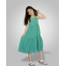 7 10 Years Old Girl's Strappy Gathered Dress Green