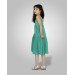 7 10 Years Old Girl's Strappy Gathered Dress Green