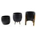 Black Granite Clay Pot Flower Pot Living Room Flower Pot Triple Set