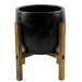 Accessory Black With Gold Marble Effect Earth Living Room Flower Pot With 4 Legs