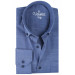 Varetta Mens Diplomat Blue Plain Long Sleeve Cotton Linen Effect Collar Button Shirt